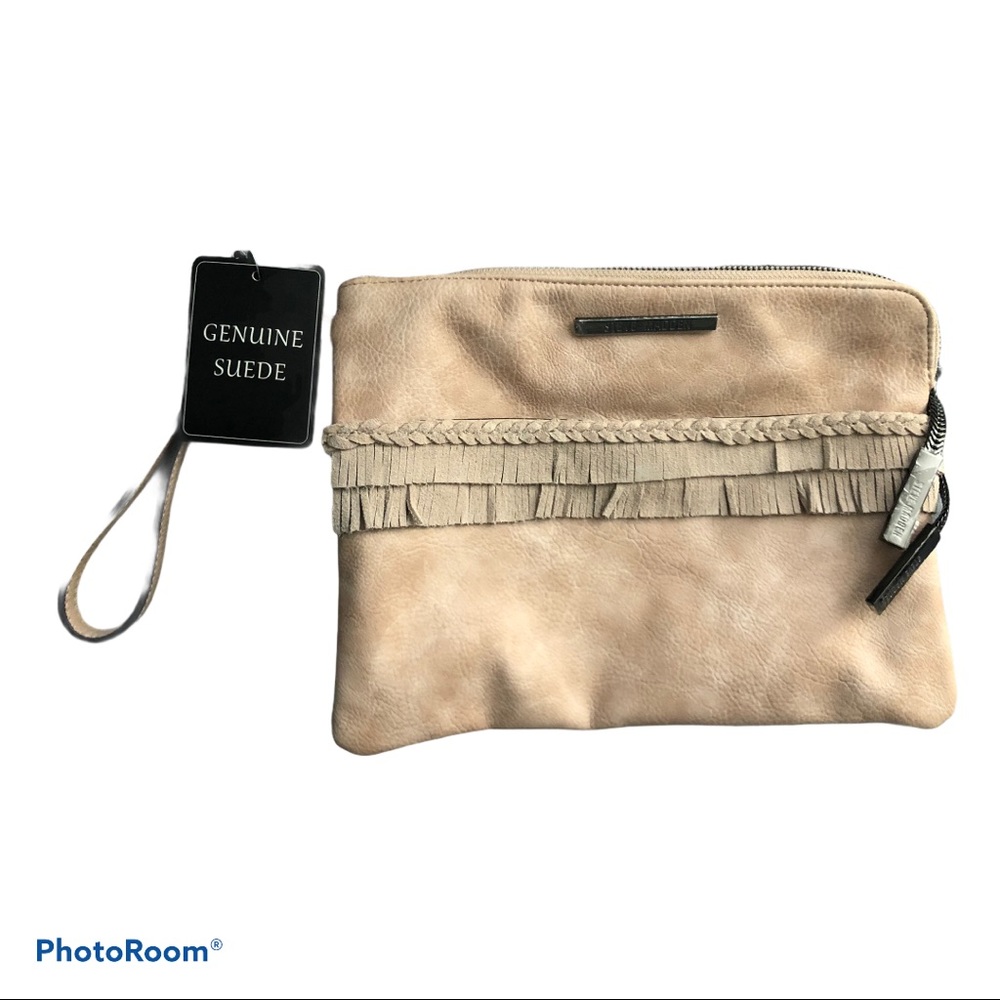 NEW Steve Madden Blush Top Zipper Fringe Pouch